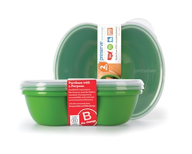 Preserve Dishwasher Safe BPA Free Sandwich Food Storage Container Made from Recycled Plastic in the USA Set of 2 Apple Green