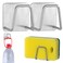 YAFIYGI 2Pcs Inside Sink Sponge Holder Adhesive Rustproof Stainless Steel Kitchen Dishcloth Strainer Drain Rack Hanger for Dish Scrub and Scrubber Soporte para Esponjas de Fregadero