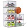 Thicken  Sturdy Clear Shoe Storage Organizer with Magnetic Door Stackable Boxes for Closet Foldable SpaceSaving Shoe Rack for Sneaker Boot Container Plastic Shoe Cabinet Shoe Box 6 Pack White