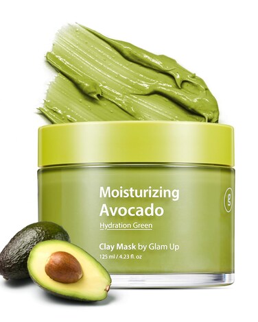 GLAM UP Moisturizing Avocado Clay Mask  Deep Pore Cleansing Detox Clay Mask with Bentonite Kaolin Clay and Avocado  Vegan Clay Mask for Face and Body  125ml423 Oz