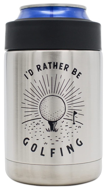 Funny Golf Gift  Rather Be Golfing Insulated Stainless Steel Can Cooler  Unique dad golf gift  perfect for golfers Funny tournament prize  gift for men Its also a beer coolie and a gag gift