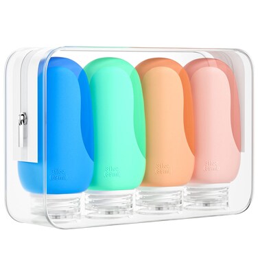 Morfone Travel Bottles Set for Toiletries Tsa Approved Travel Size Containers BPA Free Leak Proof Refillable Liquid Silicone Squeezable Travel Accessories for Shampoo Conditioner Lotion 4Pack 3oz