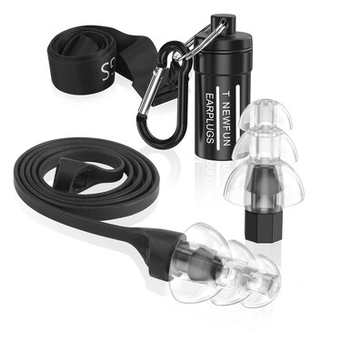 High Fidelity Earplugs  Comfortable Reusable Silicone Ear Plugs with Cord for Snoring Shooting Range Concerts Travel 30db Noise Canceling Protects Hearing for Men  Women Stylish Black