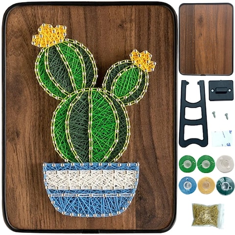 BAZIMA DIY String Art Kit for Beginner DIY Cactus Potted Craft KitUnique GiftCraft Kit for HolidaysCactus With Yellow Flowers
