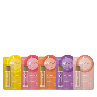 Raw Sugar Lip Love Bundle  Lip Balm made with Safflower Seed Oil Beeswax Shea Butter  Coconut Oil to Restore Dry Chapped Lips Clean Ingredients Pack of 5