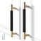 Guoharda 12 Pack 5 Inch 128 mm Knurled Cabinet Handles Cabinet Pulls Aluminum Handles Pulls Gold and Black Oxidation Finish with Diamond Pattern 6 Length 5 Hole Center