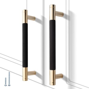 Guoharda 12 Pack 5 Inch 128 mm Knurled Cabinet Handles Cabinet Pulls Aluminum Handles Pulls Gold and Black Oxidation Finish with Diamond Pattern 6 Length 5 Hole Center