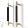 Guoharda 12 Pack 5 Inch 128 mm Knurled Cabinet Handles Cabinet Pulls Aluminum Handles Pulls Gold and Black Oxidation Finish with Diamond Pattern 6 Length 5 Hole Center