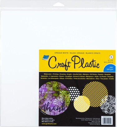 Grafix Craft Plastic Sheets 12X12 4PkgOpaque White 010 Multi
