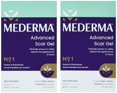 Mederma Advanced Scar Gel 1x Daily Reduces The Appearance of Old New Scars 1 Doctor Pharmacist Recommended Brand for Scars 176oz Clear 100g 2x50g