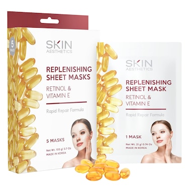 Skin Aesthetics Retinol  Vitamin E Sheet Face Mask  Repairs Damaged Skin Diminishes Fine Lines  Wrinkles Antiaging Sheet Mask  Cruelty Free Korean Skin Care For All Skin Types  5 Masks