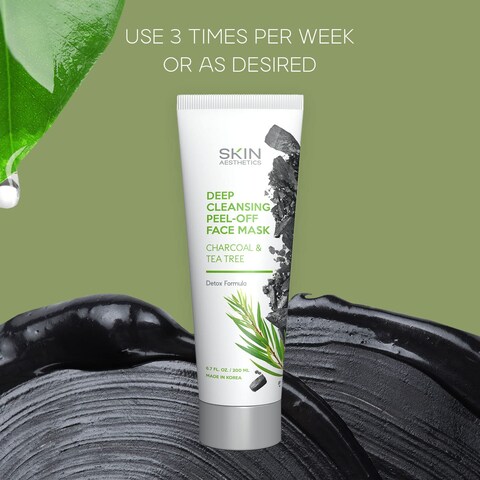 Skin Aesthetics Charcoal  Tea Tree Peel Off Face Mask  Blackhead Remover Helps Treat Acne Unclogs Pores Deep Cleasing Peel Off Mask  Cruelty Free Korean Skin Care  All Skin Types  67 Fl oz