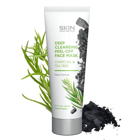 Skin Aesthetics Charcoal  Tea Tree Peel Off Face Mask  Blackhead Remover Helps Treat Acne Unclogs Pores Deep Cleasing Peel Off Mask  Cruelty Free Korean Skin Care  All Skin Types  67 Fl oz