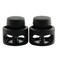 JCBIZ 60pcs Black and White Plastic Spring Cord Locks Round Button Ends Stop Slide Spring Double Hole Cord Fastener Lock for Backpacks Clothes and Suitcases