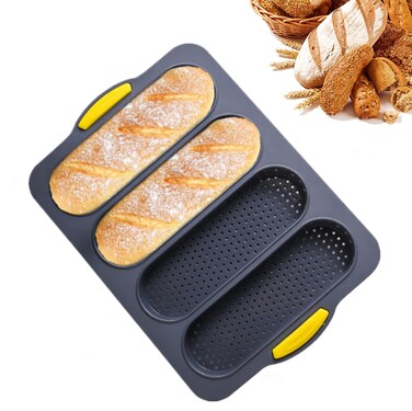 YYTONG Loaf Pan French Fourhole Bread Nonstick Pan Easy Release Household Silicone Food Baking Breakfast Warm Afternoon Tea Romantic Dinner Tool