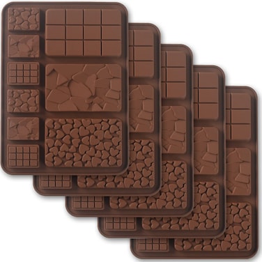 Cozihom Break Apart Silicone Chocolate Molds Chocolate Bar Molds Homemade Protein and Energy Bar Molds 5 Packs
