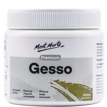 Mont Marte Premium Gesso Universal Primer 169oz 500ml Suitable for Acrylic Paint Oil Paint Color Pencils Pastels Graphite and Charcoal