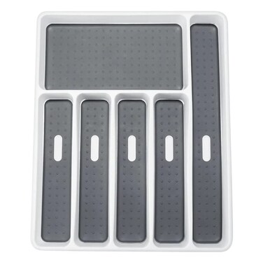 Large Silverware Tray  White Kitchen Cutlery Tray Drawer Organizers 6Compartments Kitchen Drawer Organizer  SoftGrip Lining and NonSlip Rubber Feet  BPAFree