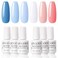 Gellen Gel Nail Polish Set  6PCS Blue Summer Gel Polish Set White Orange Soak Off Nail Polish Kit DIY Manicure Nail Art at Home