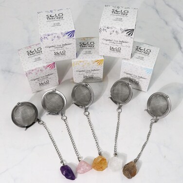 5 pcs Tea Infuser Set Stainless Steel Ball Mesh Tea Strainer Amethyst Rose Quartz Clear Quartz Citrine Smoky Quartz Gift Set For Tea Lovers