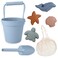 BLUE GINKGO Modern Baby Sand Toys  Travel Friendly  Silicone Bucket Shovel 4 Molds Beach Bag for Toddlers Kids  Blue