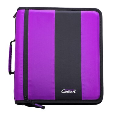 CaseIt The Classic Zipper Binder  2 Inch ORings  Multiple Pockets  350 Sheet Capacity  Comes with Shoulder Strap  Deep Purple D251