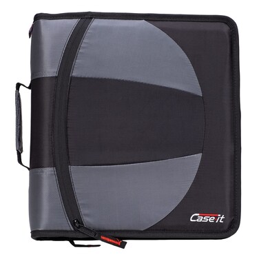 Caseit The Dual 2in1 Zipper Binder  Two 15 Inch DRings  Includes Pencil Pouch  Multiple Pockets  600 Sheet Capacity  Comes with Shoulder Strap  Jet Black Dual101