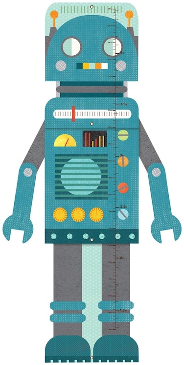 Petit Collage Folding Growth Chart Blue Robot