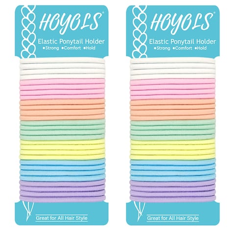 HOYOLS No Metal Hair Elastics Bands Assorted Baby Color Ponytail Holder No Snag Hair Ties for Girls Women Thick Hair Hair Accessories Pink Blue Yellow White  7 Colors 56 Count 4mmBaby Color