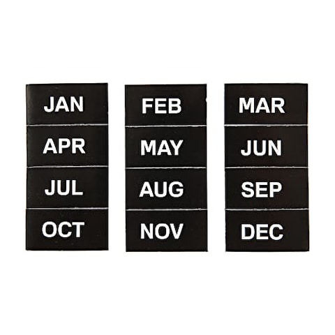 Interchangeable Magnetic Board Accessories, Months of Year, Black/White, 2 Interchangeable Magnetic Board Accessories, Months of Year, Black/White, 2