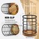 WILDMOS Utensil Holder for Kitchen CounterBlack Wire with Wooden Base Countertop Utensil Holder Large Wooden Cooking Utensil Holder Kitchen Utensil Organizer