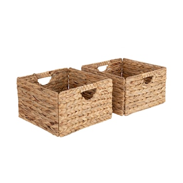 Seville Classics Premium Natural Handwoven Portable Laundry Bin Basket with Carrying Handles Household Storage for Clothes Linens Sheets Toys Natural Water Hyacinth Rectangular 2Pack