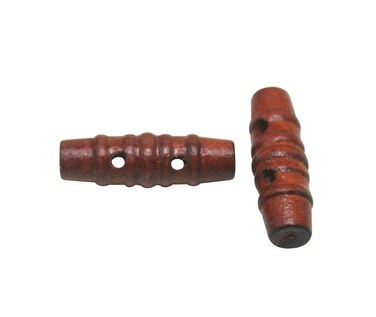 Amanaote Oval Shape Brown Wooden Button 32mm in Length with 2 Holes for Craft Sewing DIY Pack of 15