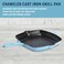 Country Living Enameled Cast Iron Square Griddle Grill Pan with Ridges Helper Handle and Pouring Spouts for Easy Draining Indoor Grilling Skillet 11Inch Blue