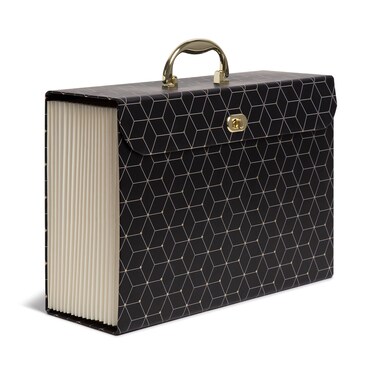 U Brands Expandable 19Pocket Fashion File Folder Office Supplies Black and Gold Geometric 154 x 105 x 5