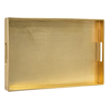 MAONAME Modern Gold Decorative Tray with Handles Gold Leaf Serving Tray for Coffee Table Rectangle Bathroom Decor Tray 158 L x 102 W x 14 H
