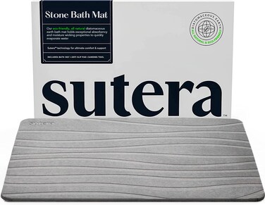 SUTERA  Stone Bath Mat Diatomaceous Earth Shower Mat NonSlip Super Absorbent Quick Drying Bathroom Floor Mat Natural Easy to Clean 235 x 15 Gray