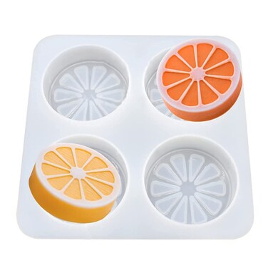 Montidey 4 Cavity Orange Slice Silicone Mold DIY Cake Decorating Supplies Handmade Soap Ice Cube Tray NonStick Food Grade Silicone Molds for Aromatherapy Essential Oil Baking Tools