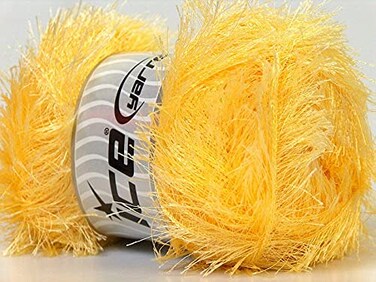 Ice Yarns Light Yellow Eyelash Yarn  100 Gram 353 Ounces 164 Yards 150 Meters Polyester