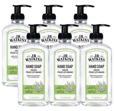 JR Watkins Gel Hand Soap Scented Liquid Hand Wash for Bathroom orKitchen USA Made and Cruelty Free 11 fl oz Aloe  Green Tea 6 Pack