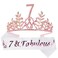 7th Birthday Sash and Tiara for Girls  Fabulous Glitter Sash  Leafs Rhinestone Pink Premium Metal Tiara for Girls 7th Birthday Gifts for Princess Party