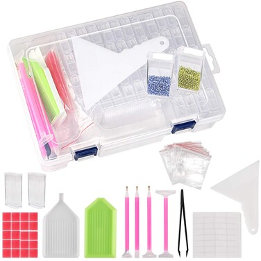 113PCS Diamond Painting Storage Containers Portable Bead Storage ContainerReusable Diamond Storage Box with Tools Diamond Painting Accessories kit