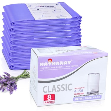 Refills Compatible with Dekor Classic Diaper Pail Refills 8 Pack Diaper Pail Liners Lavender Scent