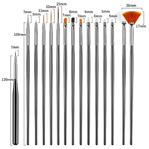 Artdone 31pcs Nail Art BrushesNail Art Tool SetNail Dotting ToolsNail Dust BrushStriping Nail Art Brushes for Long LinesNail Drawing Pen For Nail Design