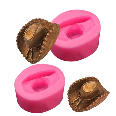 2 Pieces Cowboy Hat Silicone Mold Cowboy Theme Silicone Fondant Mold Kitchen Baking Mold Cowboy Hat Chocolate Candy Mold for Sugarcraft Chocolate Candy Cake Decoration