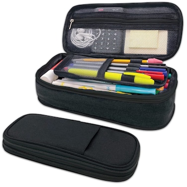 Teacher Created Resources Black Pencil Case Multifunctional Large Capacity Bag Pouch Holder Organizer
