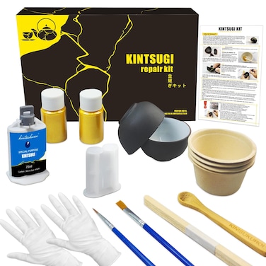 Kintsugi Repair Kit Repair Your Meaningful Pottery with Kintsugi Gold Glue  Kintsugi Kit Comes with Two Practice Ceramic Cups for Starter Practice