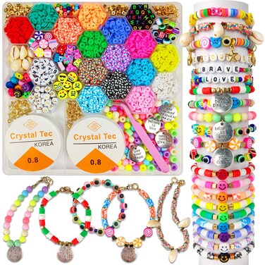 Clay Beads Arts and Crafts Kit for Jewelry Making With Smiley Letter Beads Gifts for Girls Age 612
