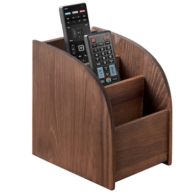 SunGreen 3Slot Rustic Burnt Wood Remote Control Holder Media Organizer