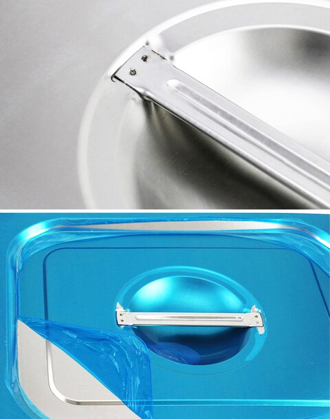 QWORK Solid Pan Lid with Handle 4 Pack Stainless Steel Steam Table Pan Cover for 13 Size Steam Pans